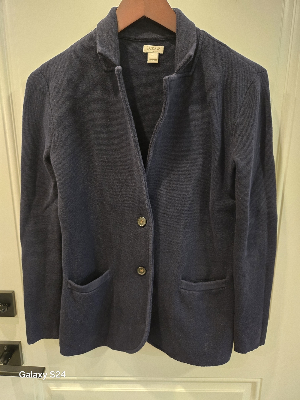 J. Crew Navy Knit Blazer with Patch Pockets